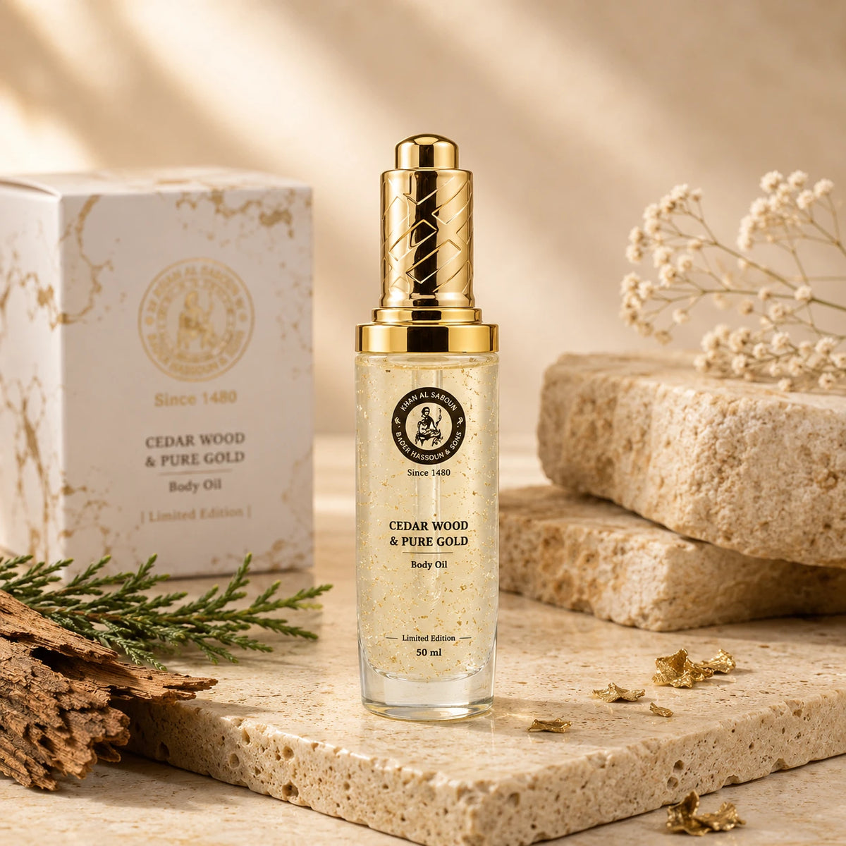 Cedar Wood & Pure Gold Body Oil – 50ml