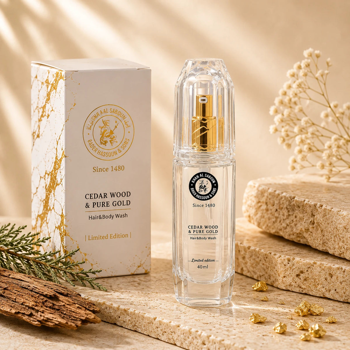Cedar Wood & Pure Gold Shampoo & Shower Gel – 50ml