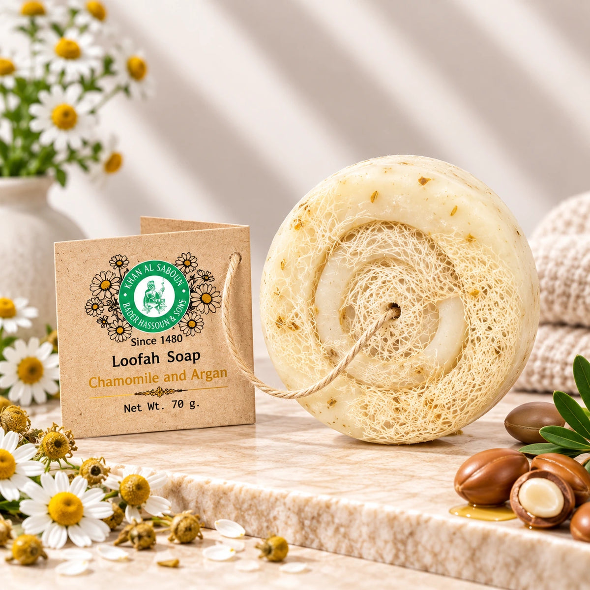 Loofah Soap – Chamomile and Argan – 70g